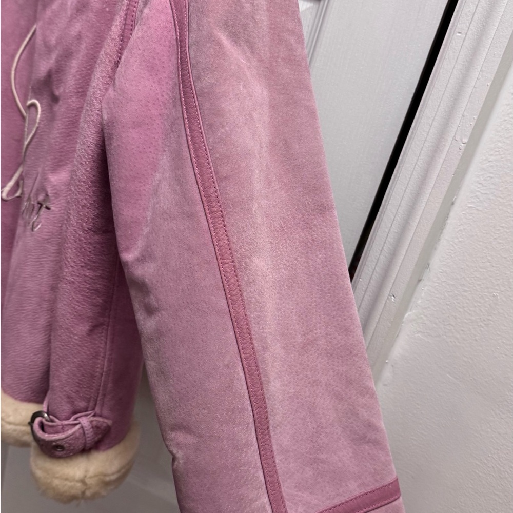 Baby Phat Women's Pink and Cream Suede/Leather Teddy Jacket - Picture 6 of 8